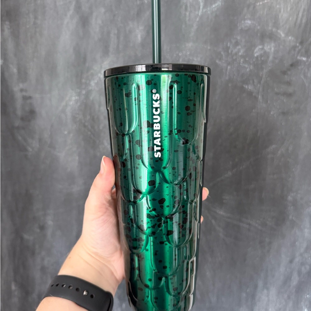 Starbucks Green Scaled Gold Tumbler